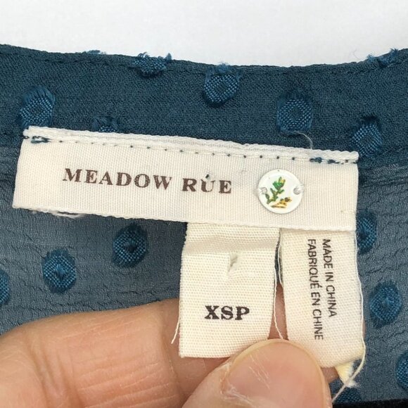 Anthropologie teal Grassland short sleeve sheer  blouse Silk blend size XS - Picture 5 of 16